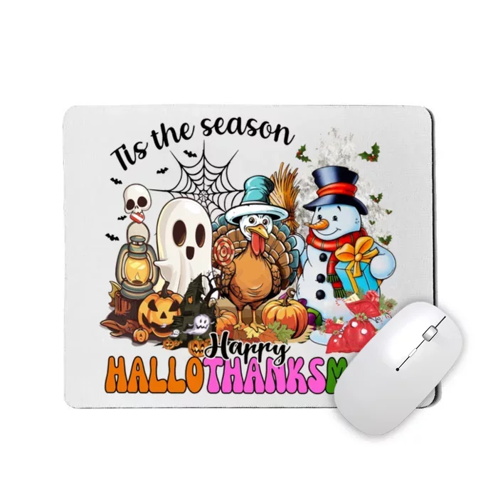 Ghost Turkey Snowman Funny Happy Hallothanksmas Gift Mousepad