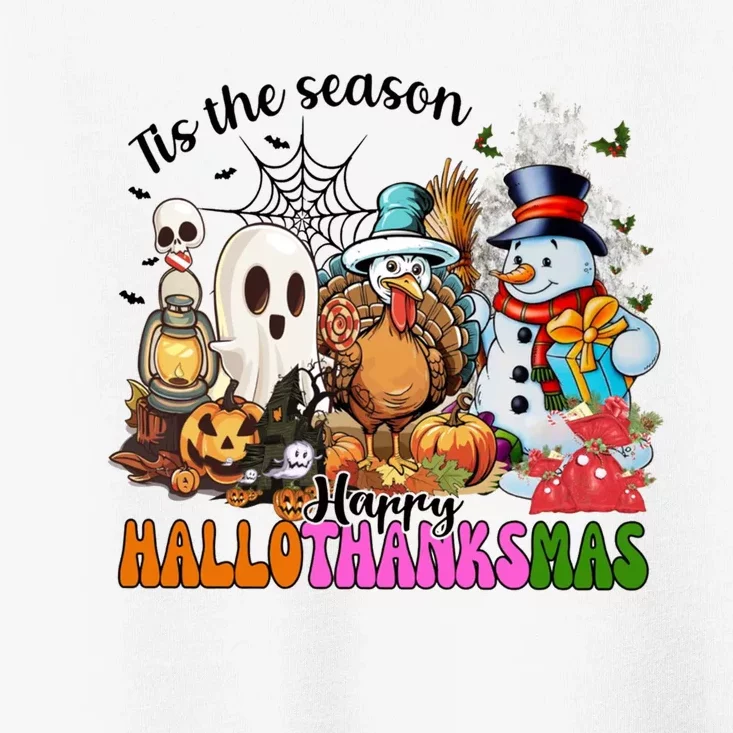 Ghost Turkey Snowman Funny Happy Hallothanksmas Gift Toddler T-Shirt