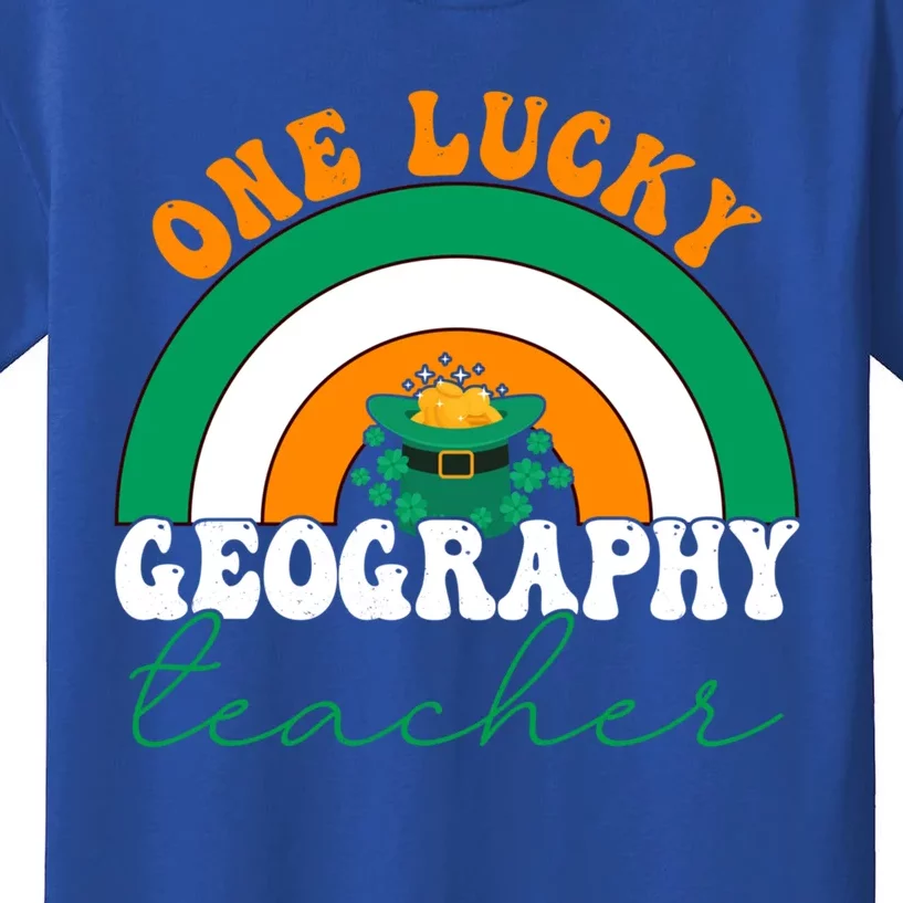 Geography Teacher St Patricks Day One Lucky Teacher Rainbow Meaningful Gift Kids T-Shirt