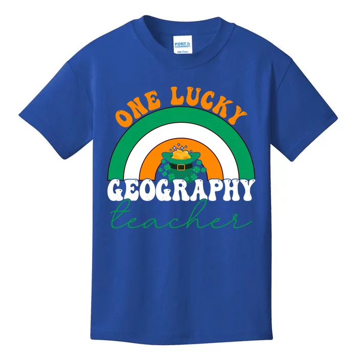 Geography Teacher St Patricks Day One Lucky Teacher Rainbow Meaningful Gift Kids T-Shirt