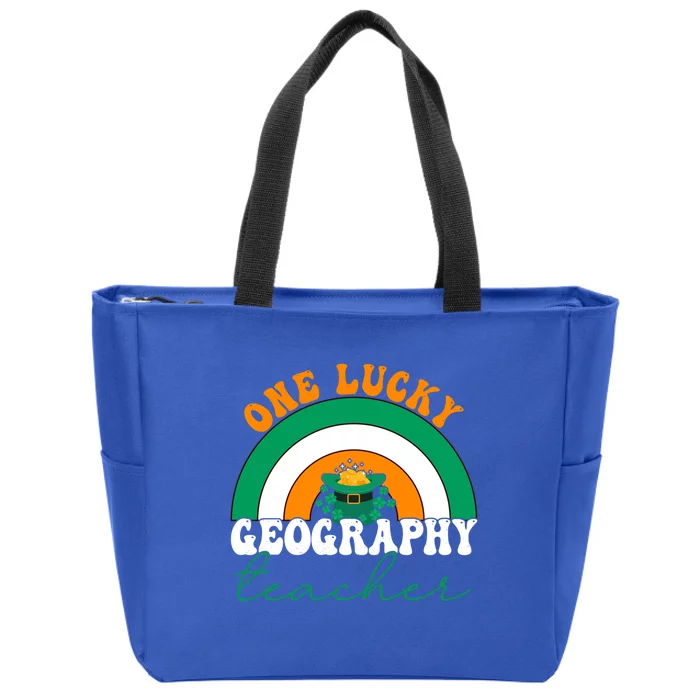 Geography Teacher St Patricks Day One Lucky Teacher Rainbow Meaningful Gift Zip Tote Bag