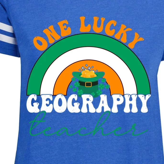 Geography Teacher St Patricks Day One Lucky Teacher Rainbow Meaningful Gift Enza Ladies Jersey Football T-Shirt