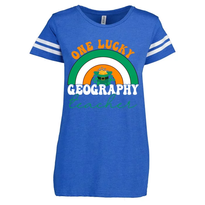 Geography Teacher St Patricks Day One Lucky Teacher Rainbow Meaningful Gift Enza Ladies Jersey Football T-Shirt