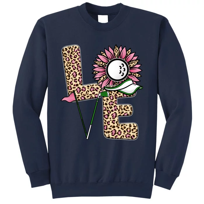 Golf T Shirts, Love Golf Leopard Sunflower Sports Ball Valentine Plus Size Sweatshirt