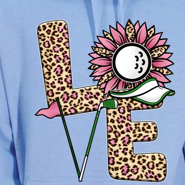 Golf T Shirts, Love Golf Leopard Sunflower Sports Ball Valentine Plus Size Unisex Surf Hoodie