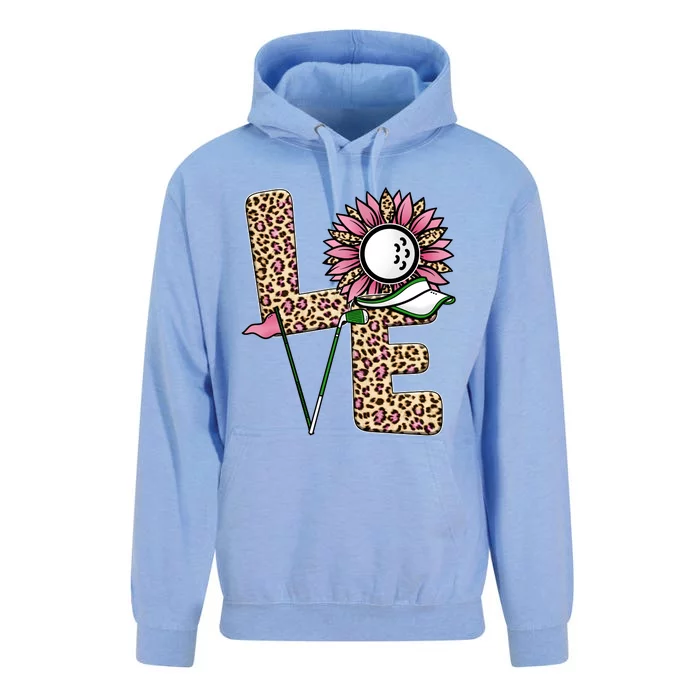 Golf T Shirts, Love Golf Leopard Sunflower Sports Ball Valentine Plus Size Unisex Surf Hoodie