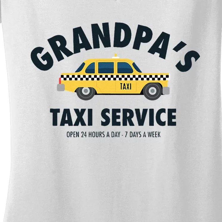 Grandpa's Taxi Service Funny Grandparent Gift Women's V-Neck T-Shirt