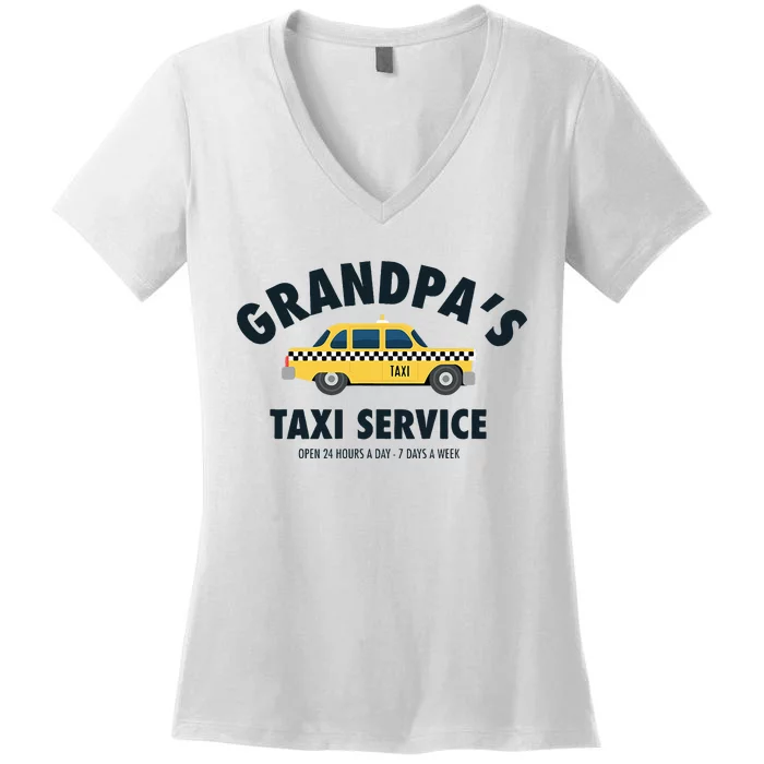 Grandpa's Taxi Service Funny Grandparent Gift Women's V-Neck T-Shirt