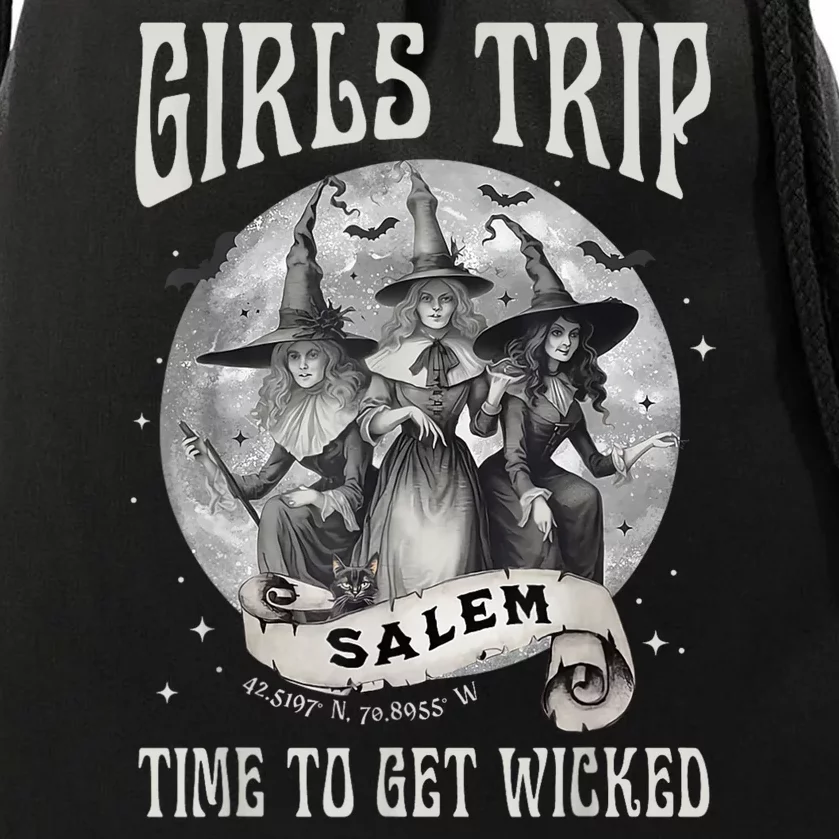 Girls Trip Salem Retro Salem 1692 They Missed One Witch Drawstring Bag