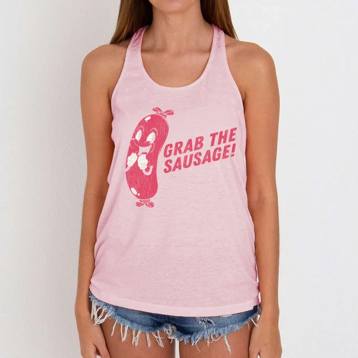 Grab The Sausage Cool Gift Funny Vintage Barbecue Sausage Gift Women's Knotted Racerback Tank