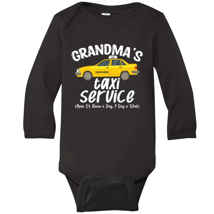 Grandmas Taxi Service Funny Grandparent Gift Baby Long Sleeve Bodysuit