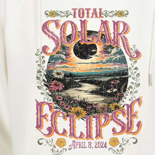 Groovy Total Solar Eclipse April 8 2024 Astronomy Souvenir Womens Funnel Neck Pullover Hood