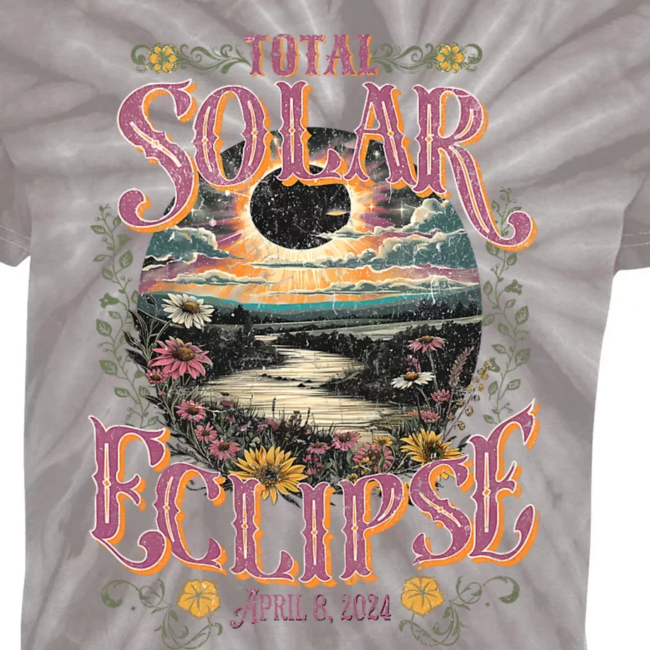 Groovy Total Solar Eclipse April 8 2024 Astronomy Souvenir Kids Tie-Dye T-Shirt