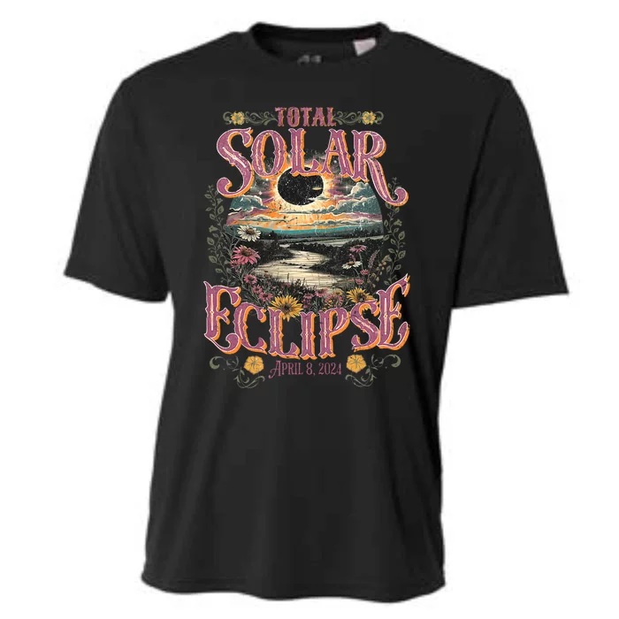 Groovy Total Solar Eclipse April 8 2024 Astronomy Souvenir Cooling Performance Crew T-Shirt