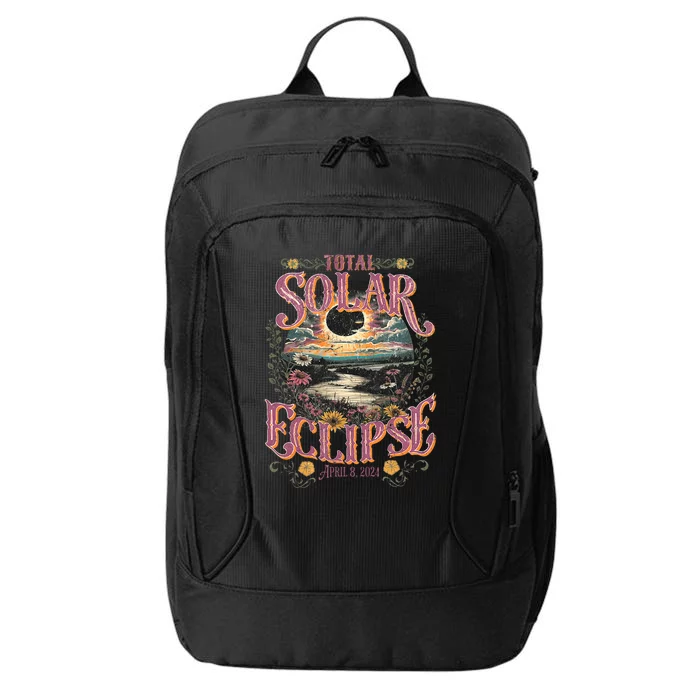 Groovy Total Solar Eclipse April 8 2024 Astronomy Souvenir City Backpack