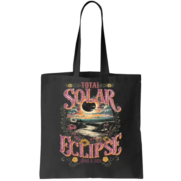 Groovy Total Solar Eclipse April 8 2024 Astronomy Souvenir Tote Bag