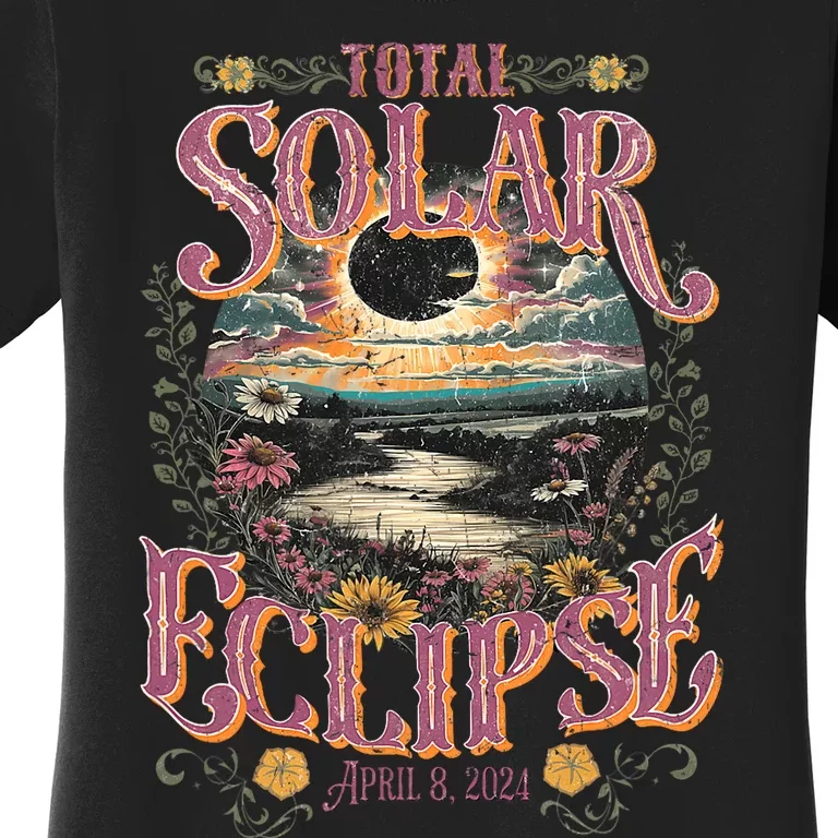 Groovy Total Solar Eclipse April 8 2024 Astronomy Souvenir Women's T-Shirt