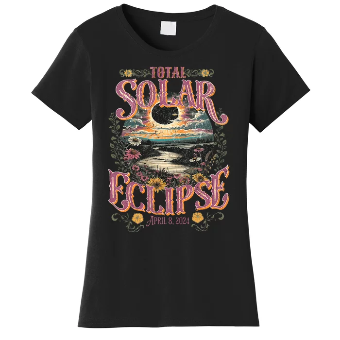 Groovy Total Solar Eclipse April 8 2024 Astronomy Souvenir Women's T-Shirt