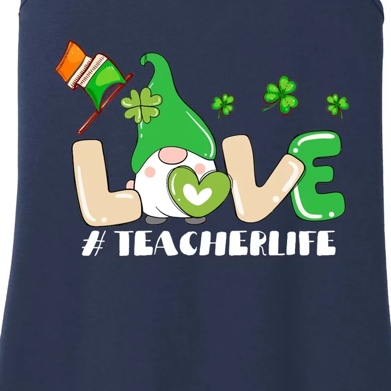 Gnome Teacher St Patricks Day Love Teachers Life Shamrock Premium Ladies Essential Tank