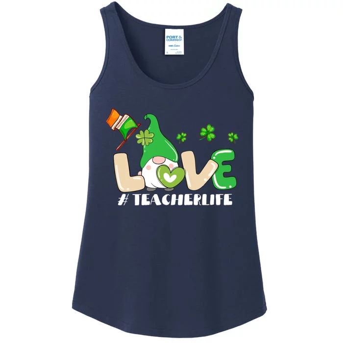 Gnome Teacher St Patricks Day Love Teachers Life Shamrock Premium Ladies Essential Tank