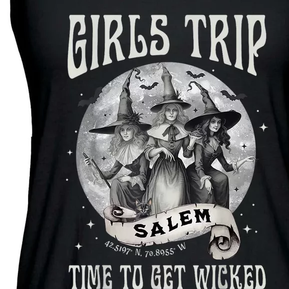 Girls Trip Salem Retro Salem 1692 They Missed One Witch Ladies Essential Flowy Tank