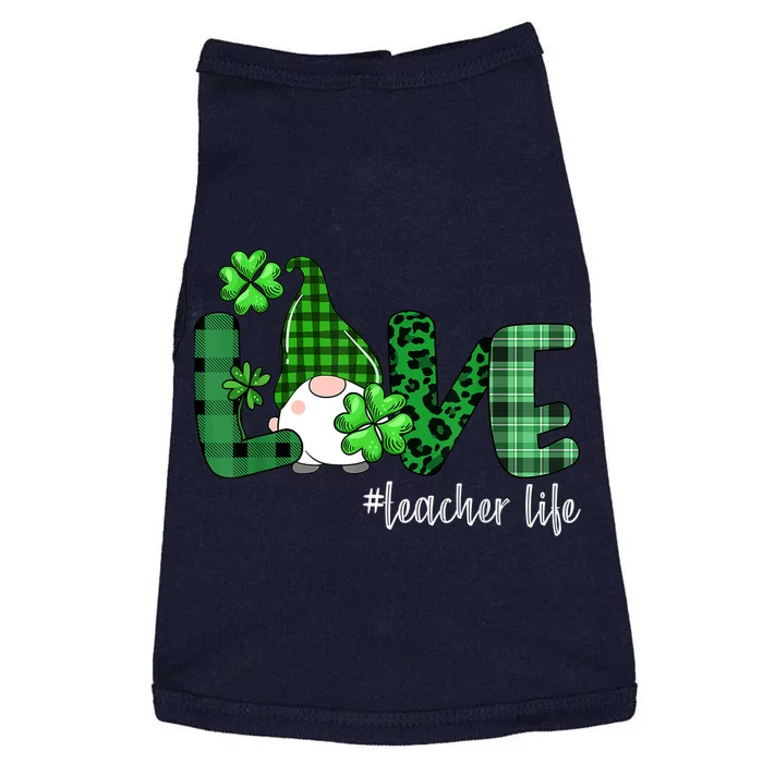 Gnome Teacher St Patricks day Love Teacher Life Shamrock Doggie Tank