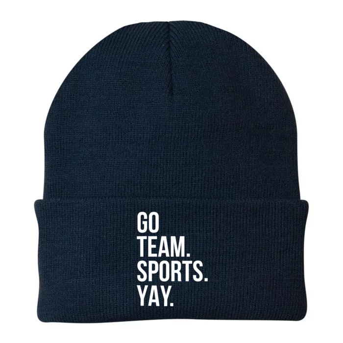 Go Team Sports Yay Design Funny Sarcastic Sports Knit Cap Winter Beanie