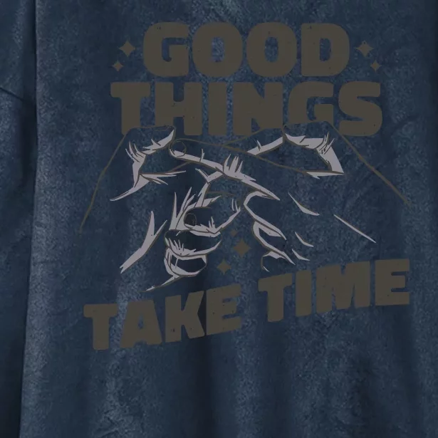 Good Things Take Time Hooded Wearable Blanket