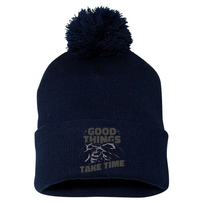 Good Things Take Time Pom Pom 12in Knit Beanie