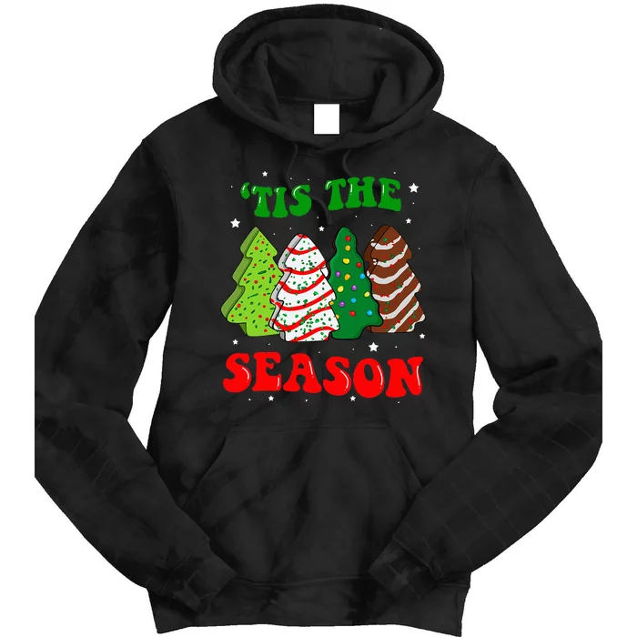 Groovy Tis' The Season Christmas Tree Cakes Debbie Tie Dye Hoodie