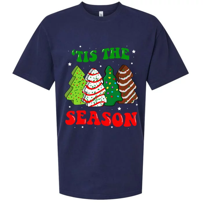 Groovy Tis' The Season Christmas Tree Cakes Debbie Sueded Cloud Jersey T-Shirt