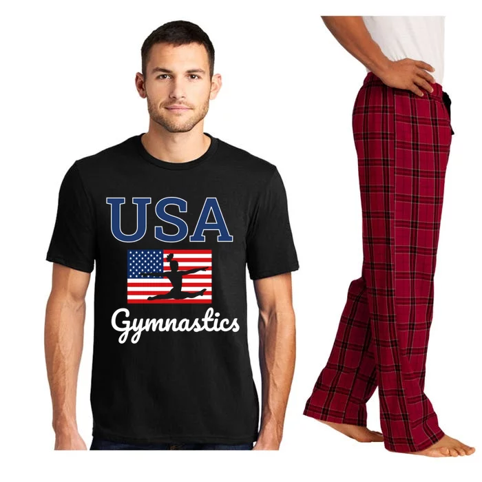 Girl Tumbling Team Gear Gymnast Gymnastics Usa American Flag Cool Gift Pajama Set