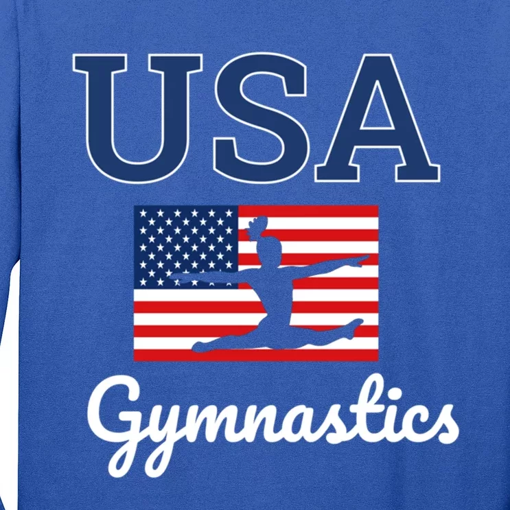 Girl Tumbling Team Gear Gymnast Gymnastics Usa American Flag Cool Gift Long Sleeve Shirt