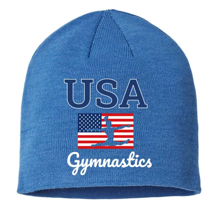 Girl Tumbling Team Gear Gymnast Gymnastics Usa American Flag Cool Gift 8 1/2in Sustainable Knit Beanie