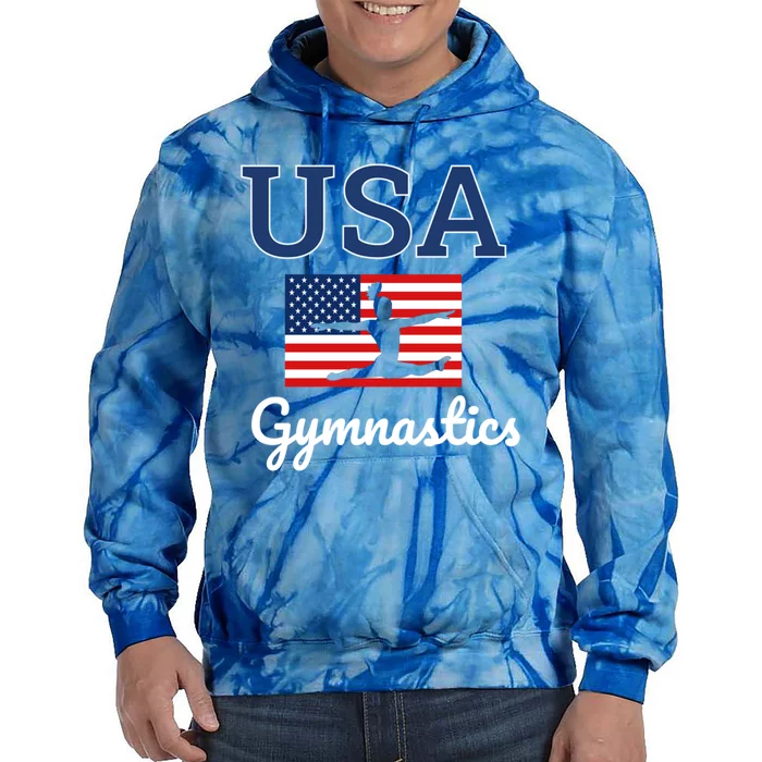 Girl Tumbling Team Gear Gymnast Gymnastics Usa American Flag Cool Gift Tie Dye Hoodie