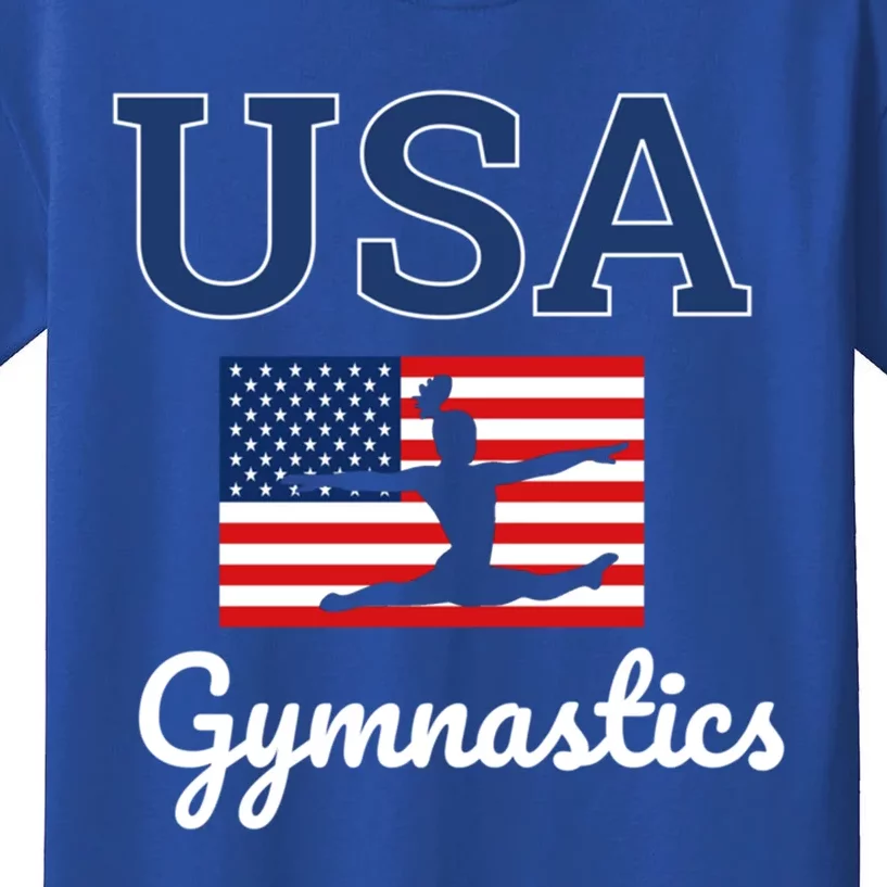 Girl Tumbling Team Gear Gymnast Gymnastics Usa American Flag Cool Gift Kids T-Shirt