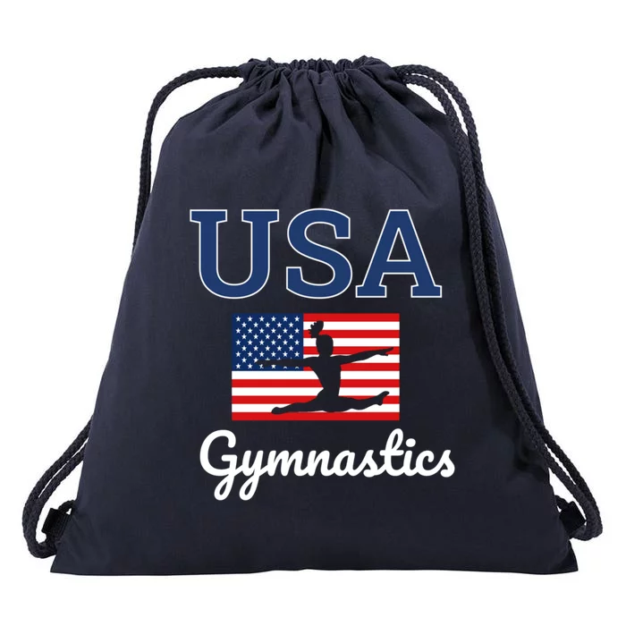 Girl Tumbling Team Gear Gymnast Gymnastics Usa American Flag Cool Gift Drawstring Bag