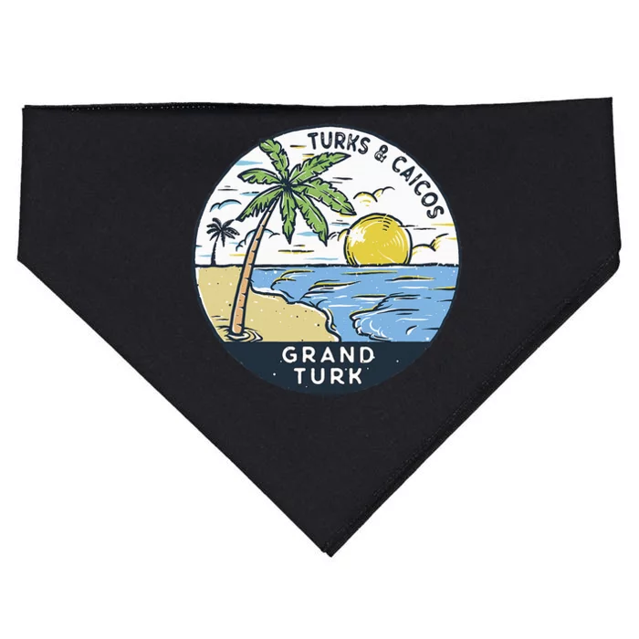 Grand Turk Turks And Caicos Illustrated Ocean Vintage USA-Made Doggie Bandana