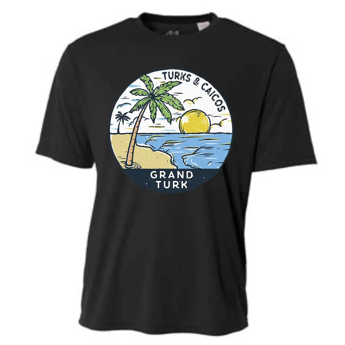 Grand Turk Turks And Caicos Illustrated Ocean Vintage Cooling Performance Crew T-Shirt