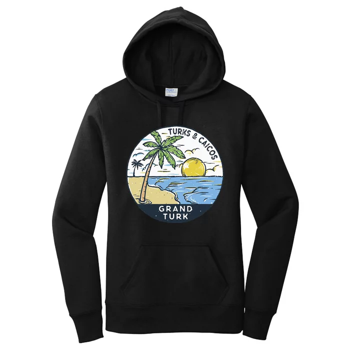 Grand Turk Turks And Caicos Illustrated Ocean Vintage Women's Pullover Hoodie