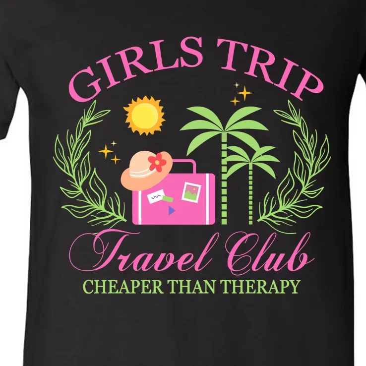 Girl Trip Travel Club Matching Team Vacation V-Neck T-Shirt