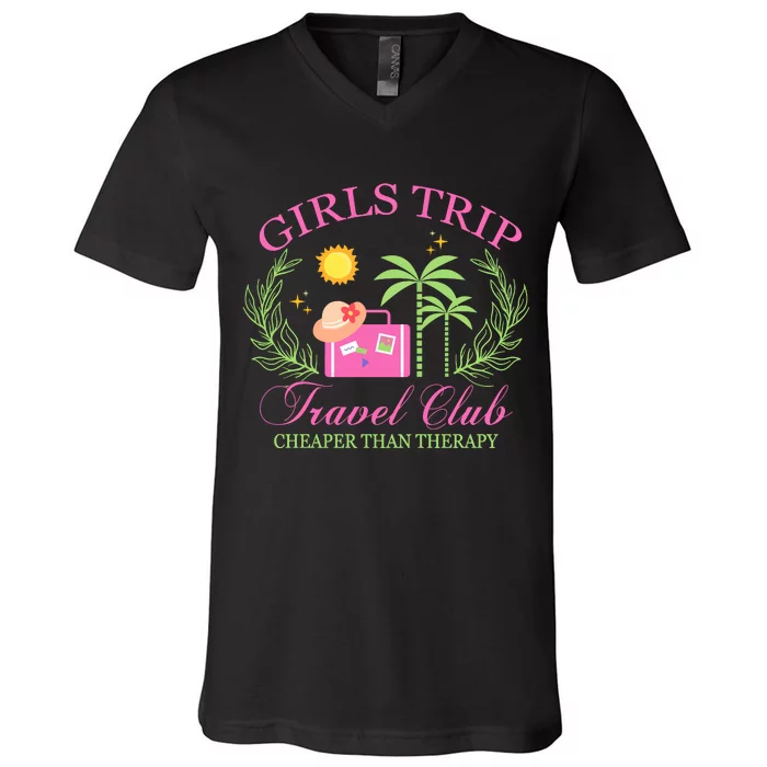 Girl Trip Travel Club Matching Team Vacation V-Neck T-Shirt