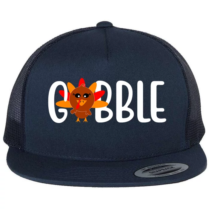 Gobble Turkey Thanksgiving Flat Bill Trucker Hat