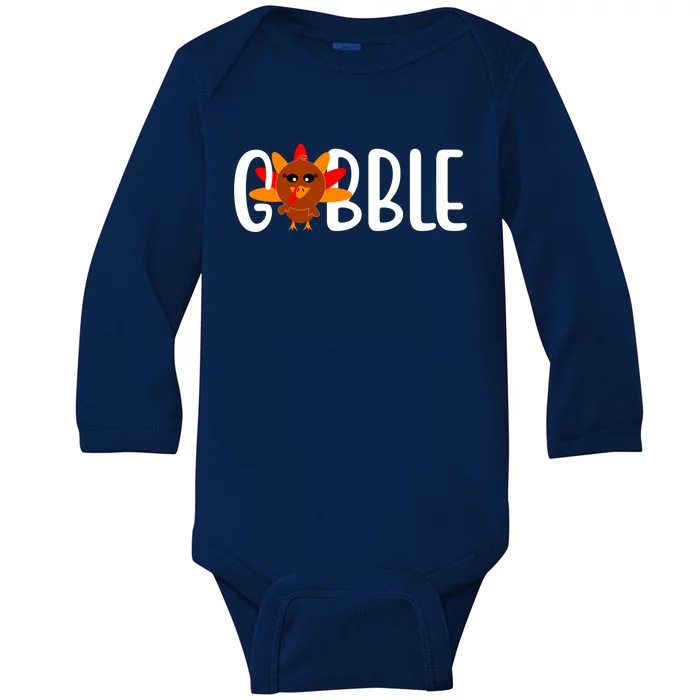 Gobble Turkey Thanksgiving Baby Long Sleeve Bodysuit