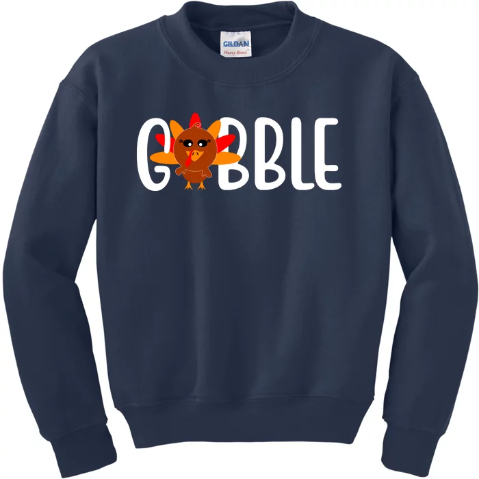 Gobble Turkey Thanksgiving Kids Sweatshirt