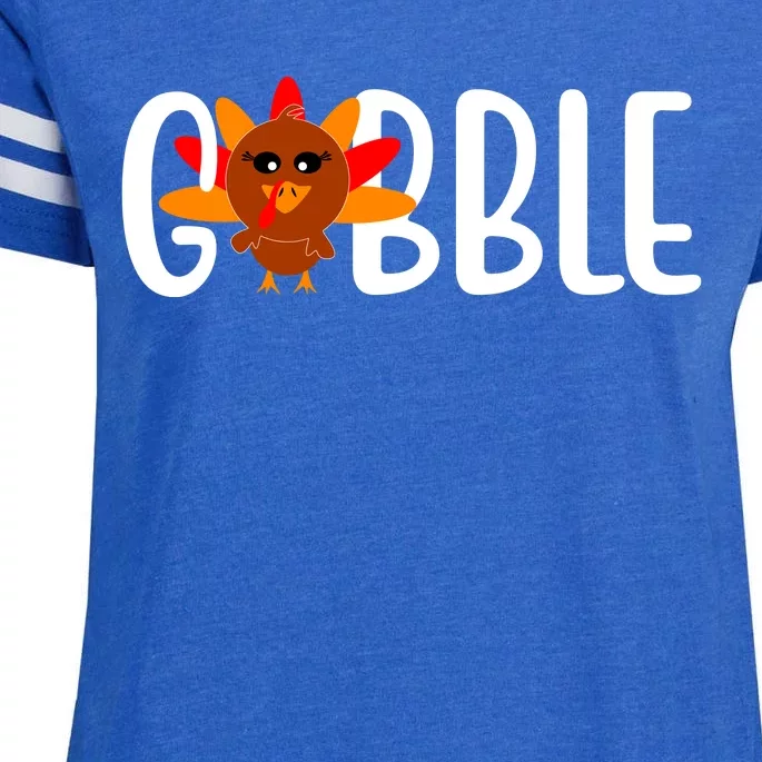 Gobble Turkey Thanksgiving Enza Ladies Jersey Football T-Shirt