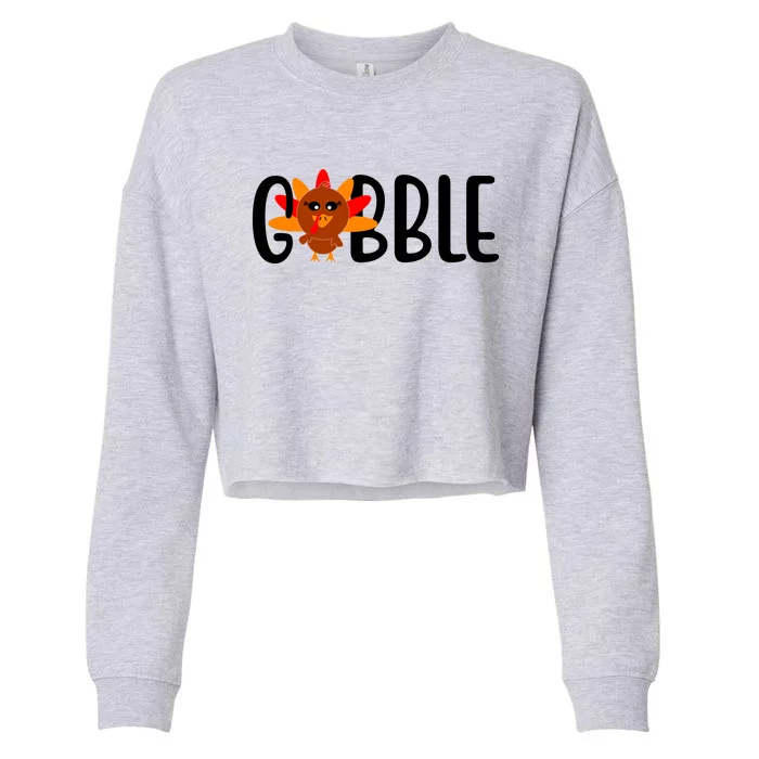 Gobble Turkey Thanksgiving Cropped Pullover Crew