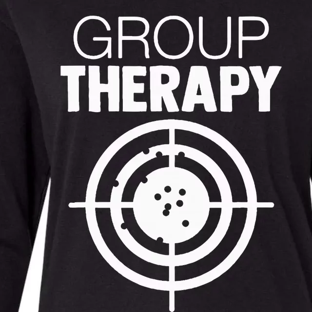 Group Therapy Target Practice Shooting Range Humor Gun Lover Womens Cotton Relaxed Long Sleeve T-Shirt