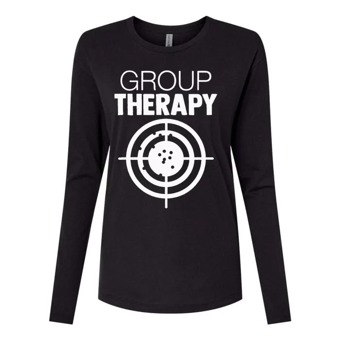 Group Therapy Target Practice Shooting Range Humor Gun Lover Womens Cotton Relaxed Long Sleeve T-Shirt