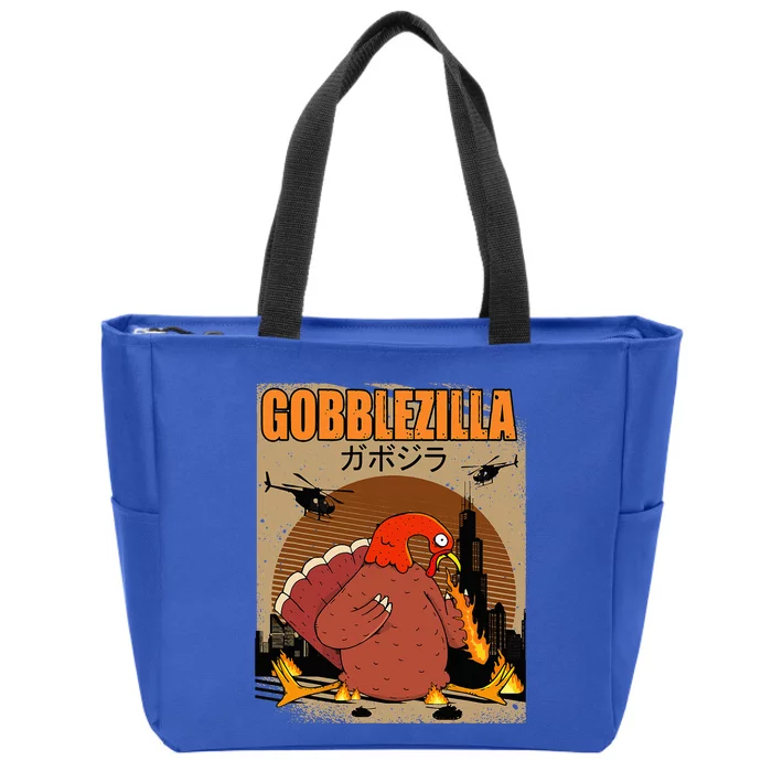 Gobblezilla Turkey Thanksgiving Zip Tote Bag